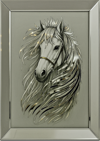 تابلو اسب آیینه ابعاد ۵۰ در ۷۰ سانتیمتر	